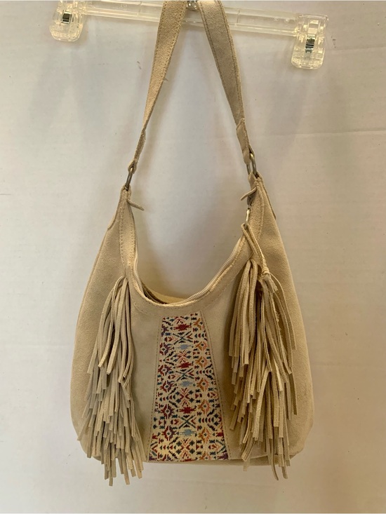 Minnetonka Handbags - MINNETONKA Suede Leather Fringe Embroidered Shoulder Bag Embroidered Front